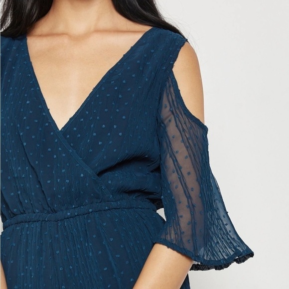 MINKPINK Turquoise Swiss Dot Cold Shoulder Jumper size S - Picture 3 of 12